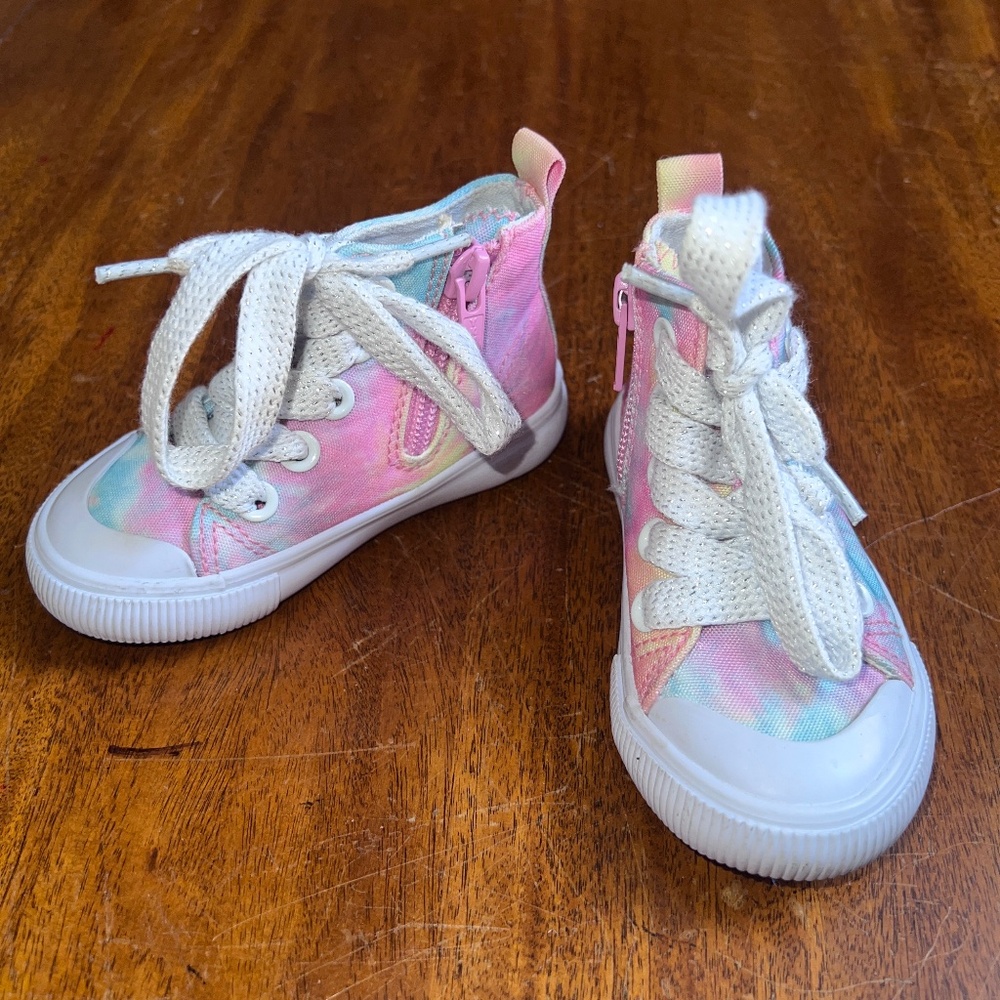 Cat & Jack Tie Dye High Tops with Inside Zippers and Tie Closure